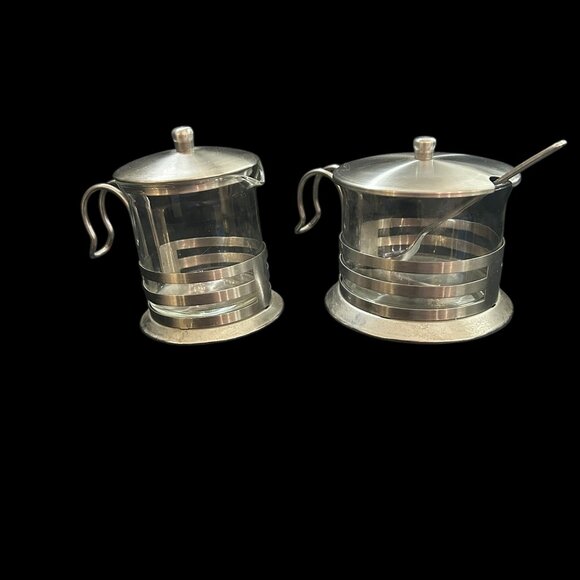 Mid-Century Modern Glass & Stainless Steel Coffee Tea Set – 7-Piece MOD Design - Picture 7 of 16